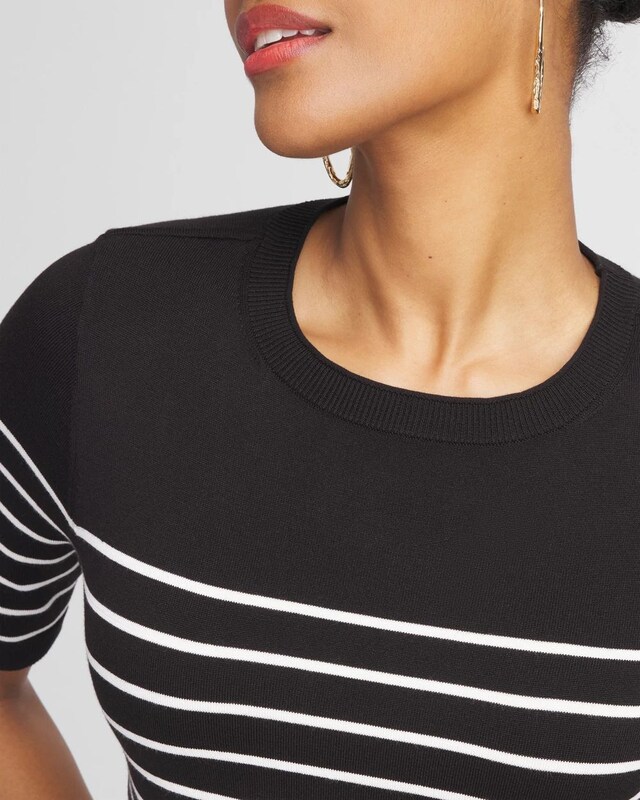 Stripe Short Sleeve Pullover Sweater - image 4